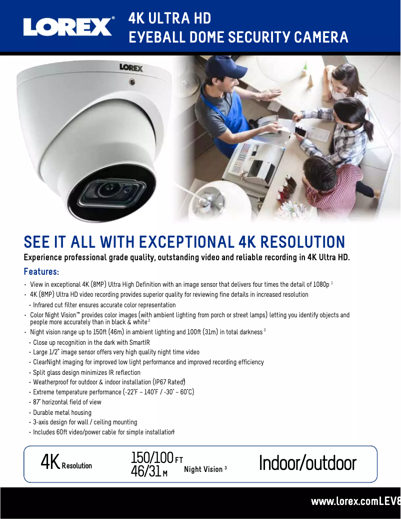 Page 1 de la notice Fiche technique Lorex LEV8532BW