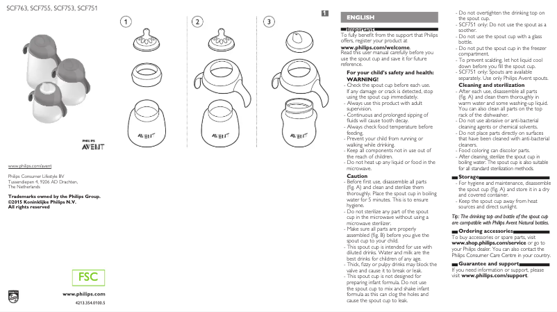 Image de la première page du manuel de l'appareil AVENT SCF753
