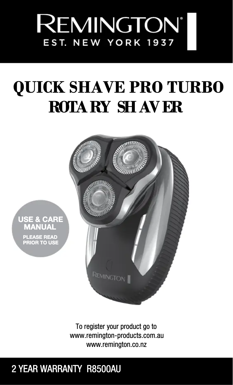 Page 1 de la notice Manuel utilisateur Remington Quick Shave Pro R8500AU