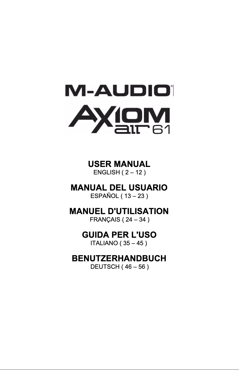 Image de la première page du manuel de l'appareil Axiom AIR 61