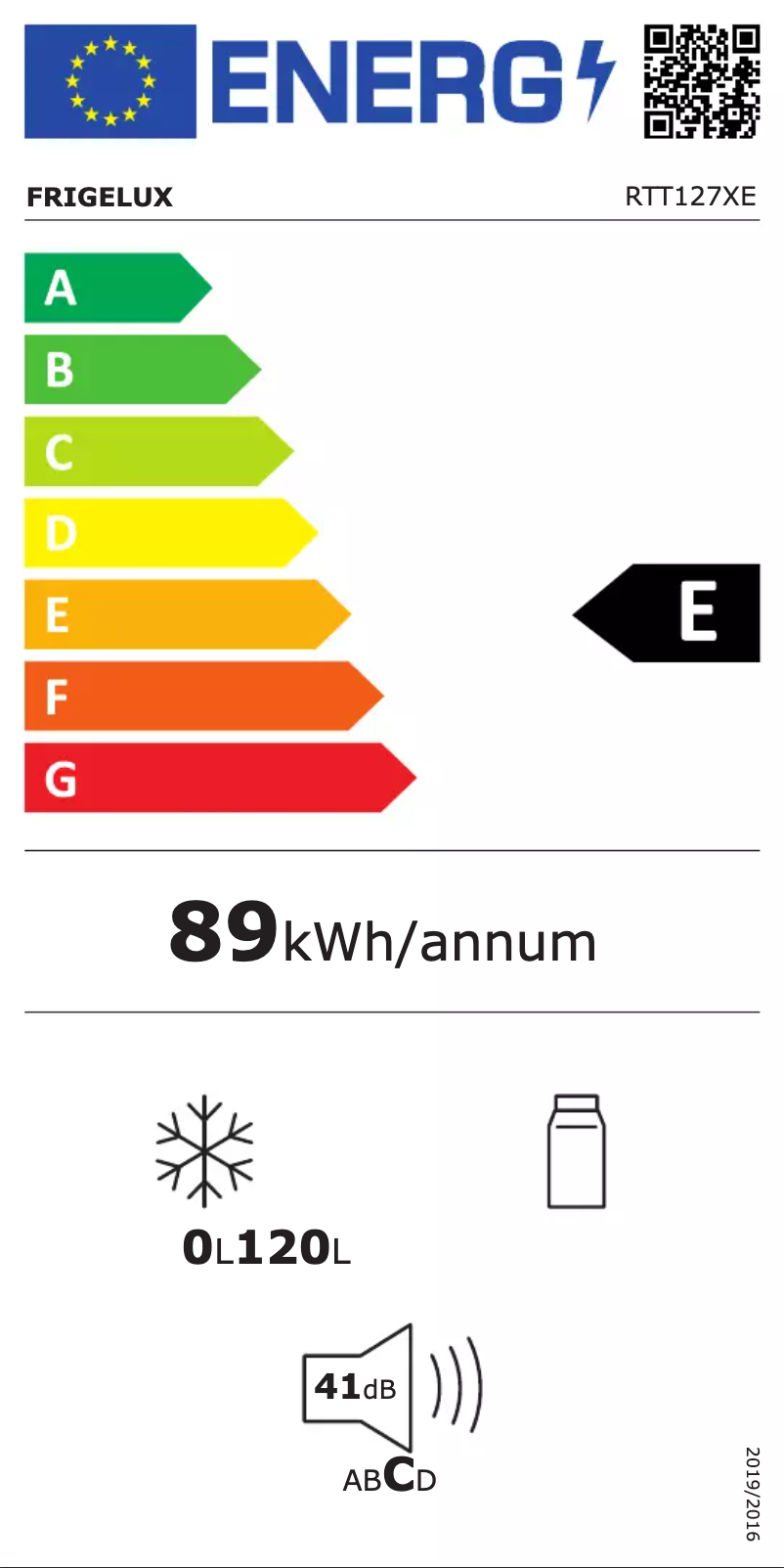 Página 1 del manual Etiqueta energética FrigeluX RTT127XE