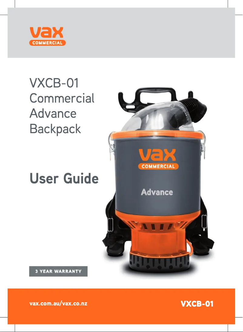 Page n°1 - Manuel utilisateur Vax VXCB-01