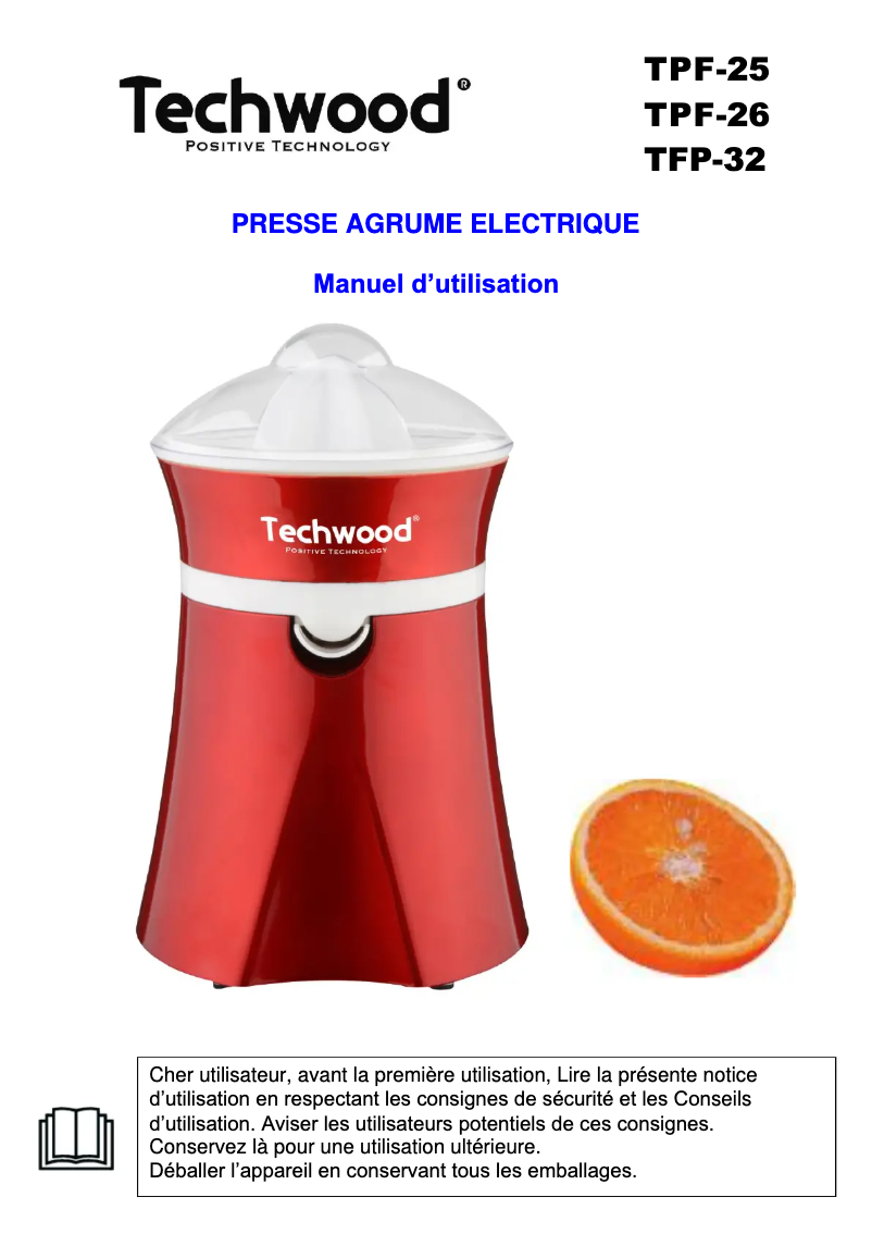 Image de la première page du manuel de l'appareil TPF-26