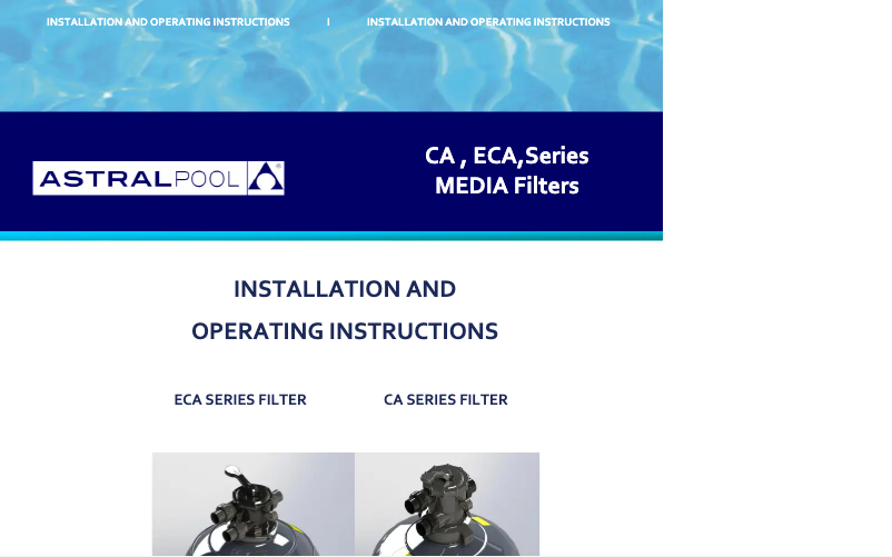 Page n°1 - Manuel utilisateur AstralPool CA340