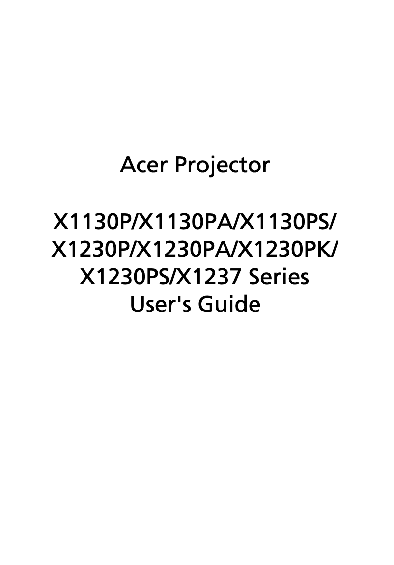 Page n°1 - Manuel utilisateur Acer X1130P