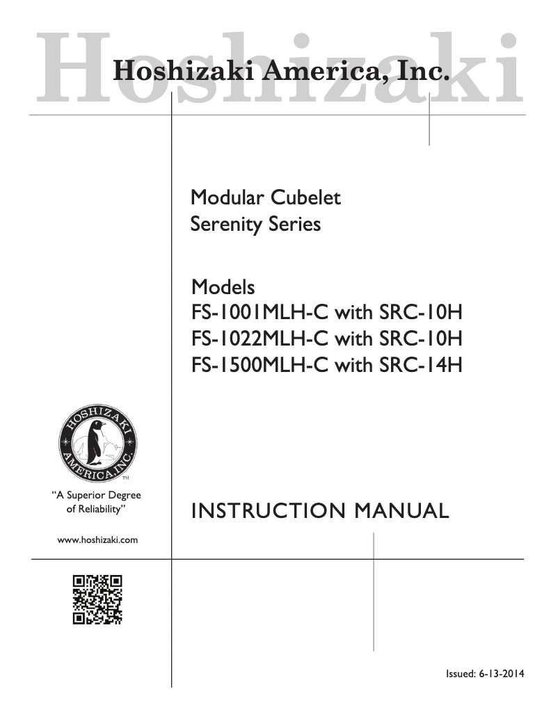 Page 1 de la notice Manuel utilisateur Hoshizaki FS-1001MLH-C