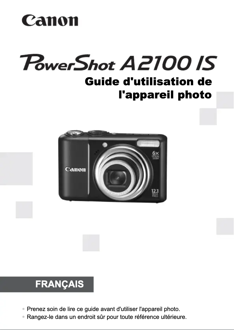 Image de la première page du manuel de l'appareil PowerShot A2100 IS