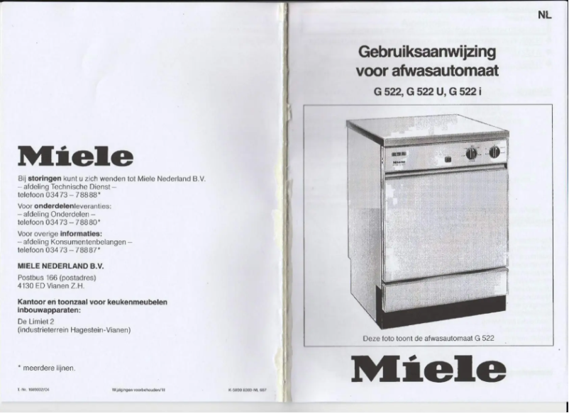 Page 1 de la notice Manuel utilisateur Miele G 522 U