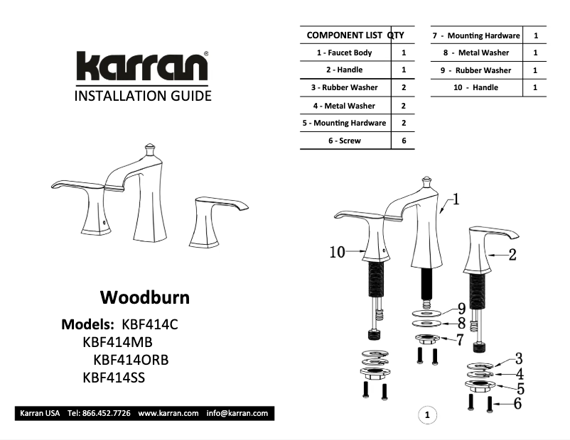 Page 1 de la notice Manuel utilisateur Karran Woodburn KBF414C