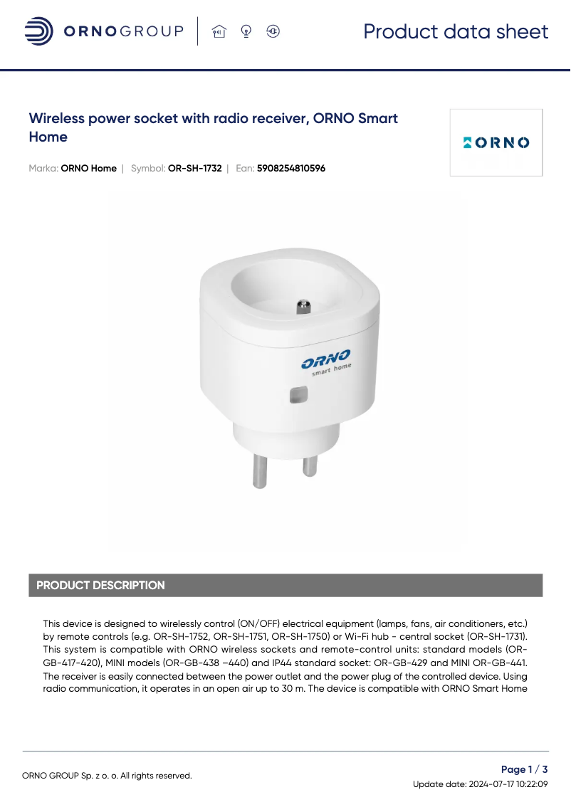 Image de la première page du manuel de l'appareil OR-SH-1732