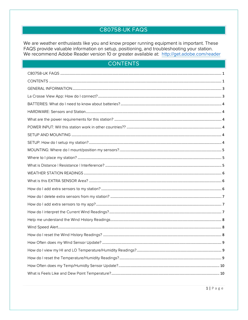Page 1 de la notice Manuel utilisateur La Crosse Technology C80758-UK