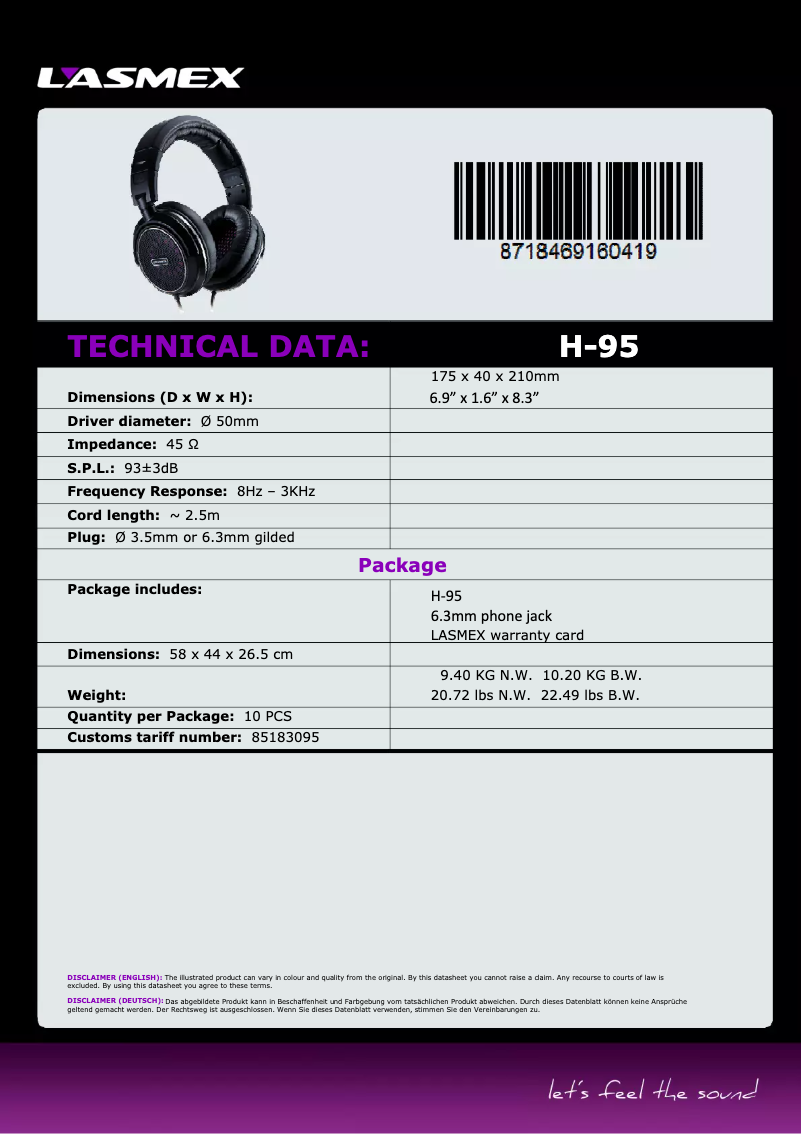 Page 1 de la notice Manuel utilisateur Lasmex H-95