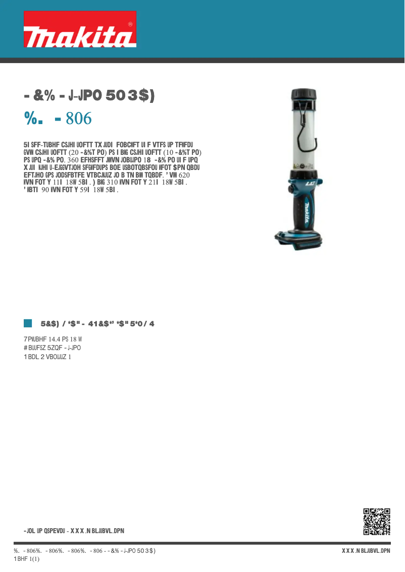 Página 1 del manual Ficha técnica Makita DML806