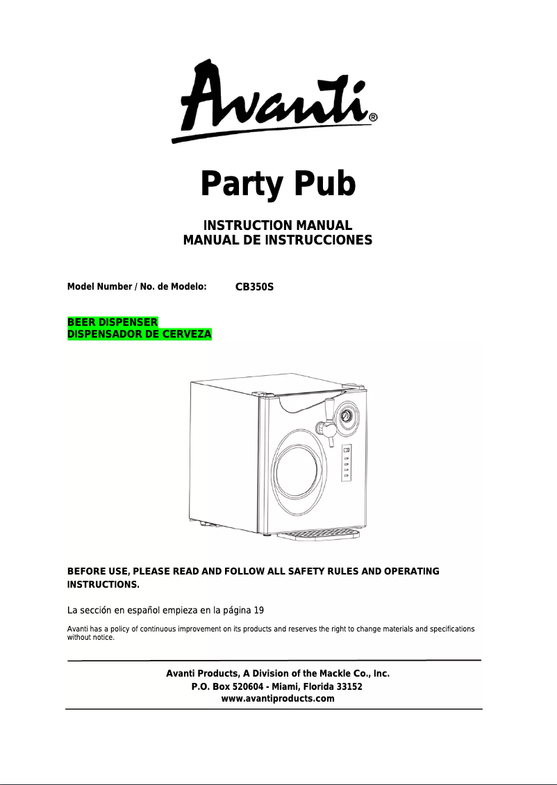 Imagen de la primera página del manual del dispositivo CB350S-IS