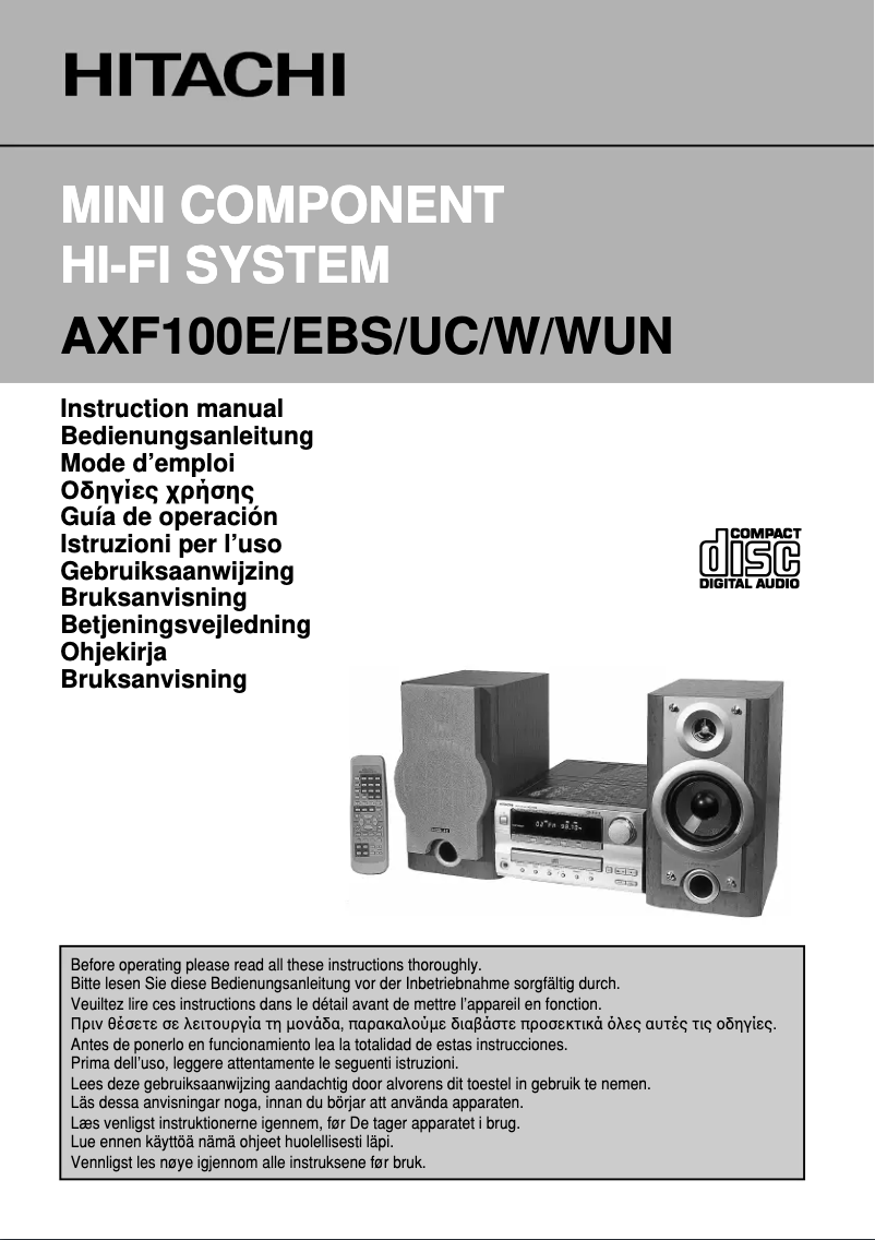 Image de la première page du manuel de l'appareil AXF100EBS