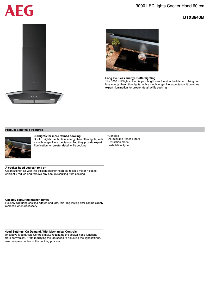 Página 1 del manual Ficha técnica AEG DTX3640B