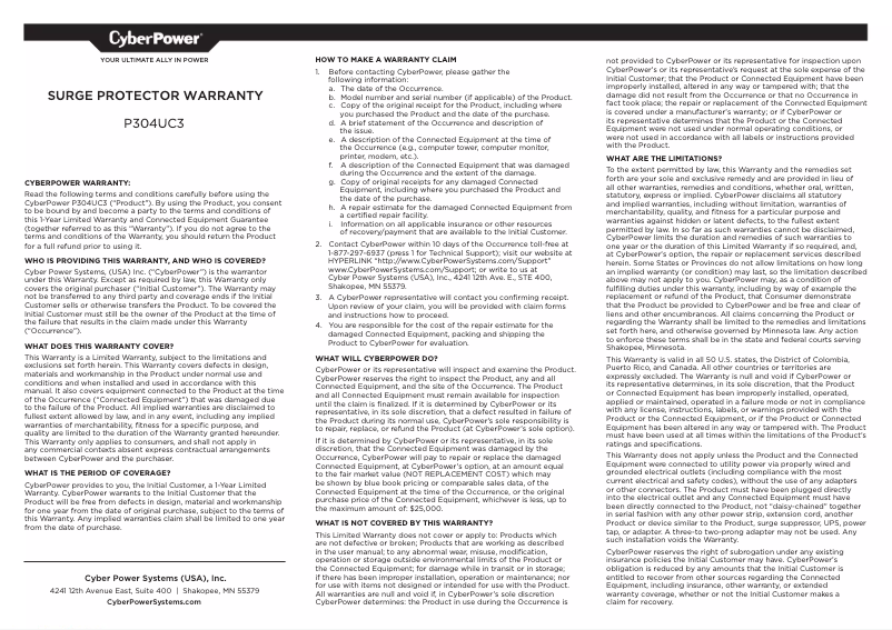 Imagen de la primera página del manual del dispositivo P304UC3