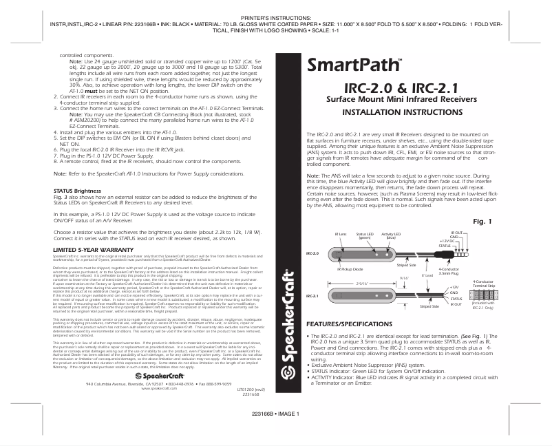Image de la première page du manuel de l'appareil IRC-2.1-ALR