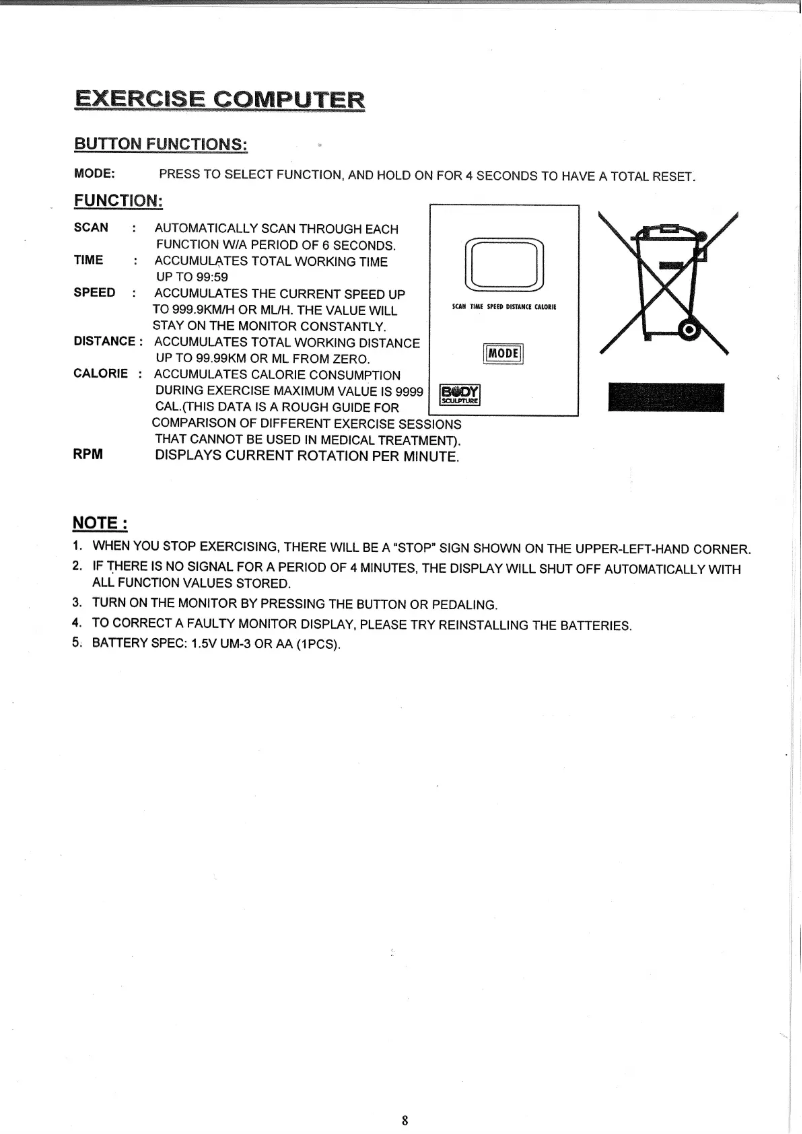 Page 1 de la notice Manuel utilisateur Body Sculpture BC 1510-computer