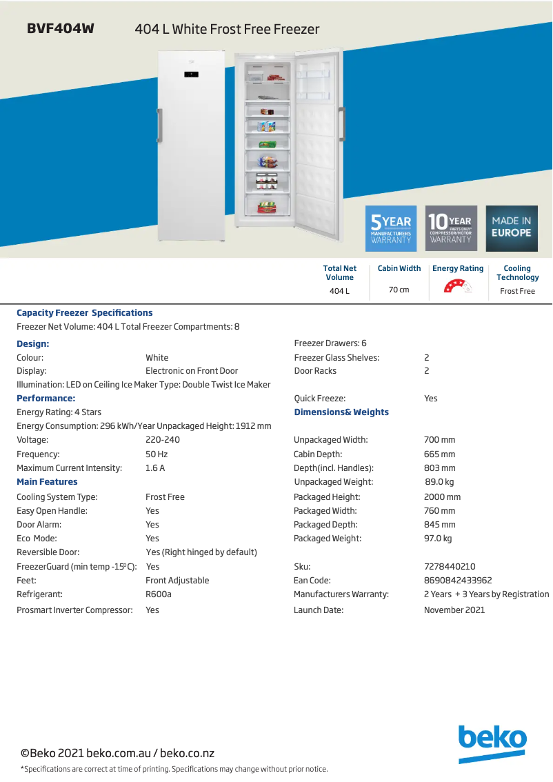 Image de la première page du manuel de l'appareil BVF404W