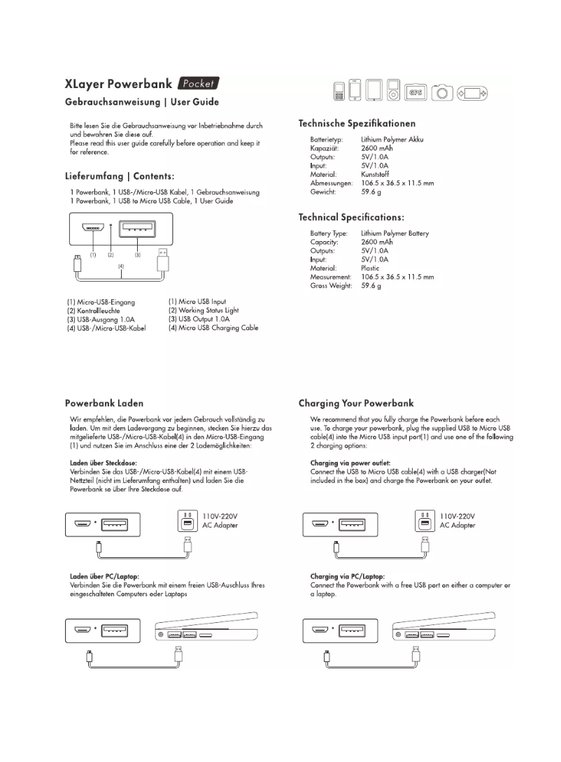 Page n°1 - Manuel utilisateur XLayer Pocket
