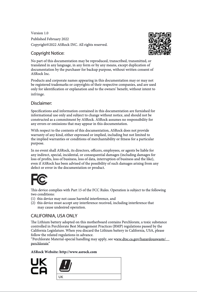 Page 1 de la notice Manuel utilisateur Asrock WRX80 Creator