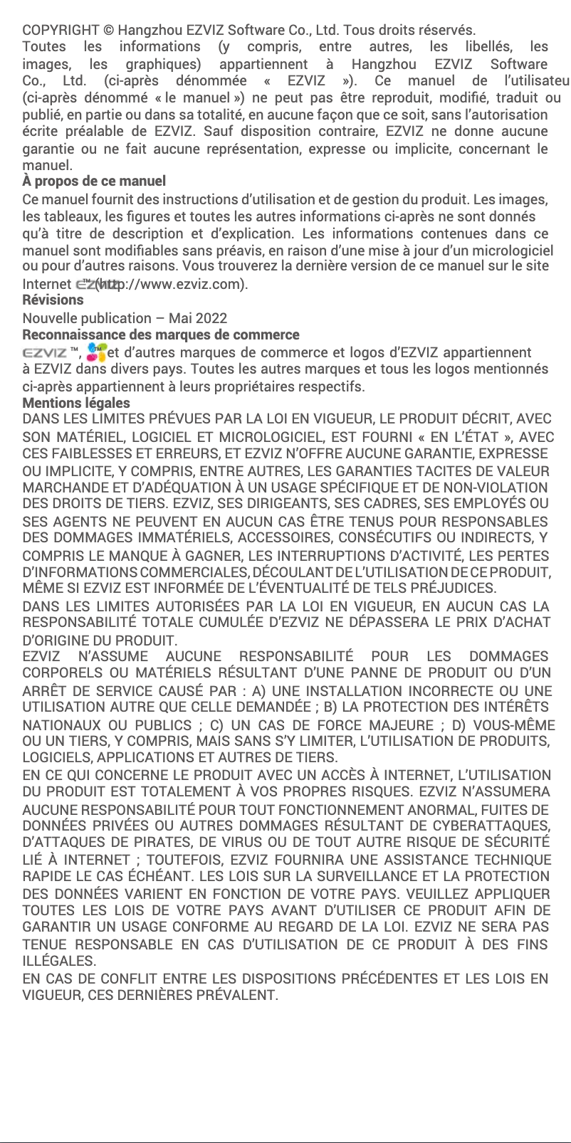 Page n°1 - Manuel utilisateur EZVIZ H3c