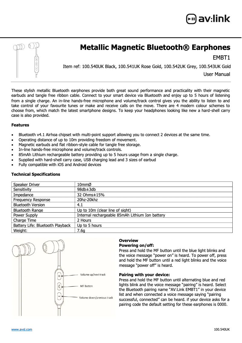 Image de la première page du manuel de l'appareil EMBT1