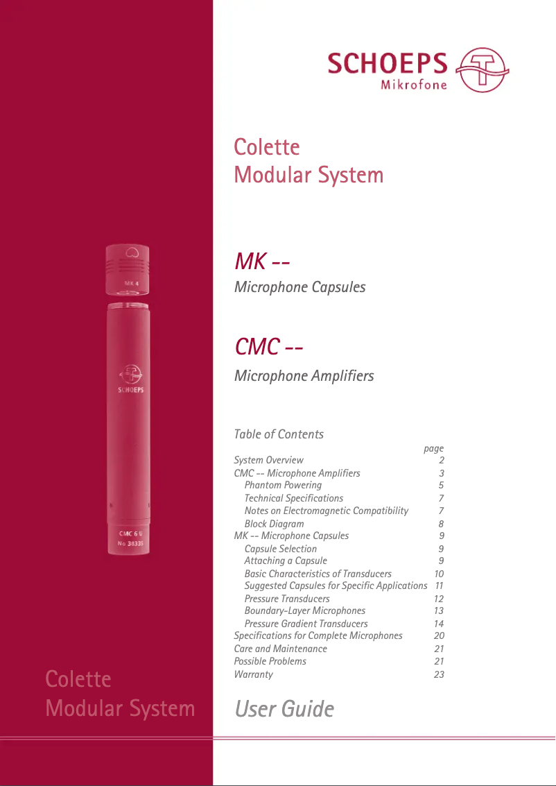 Página 1 del manual Manual de usuario Schoeps MK 41