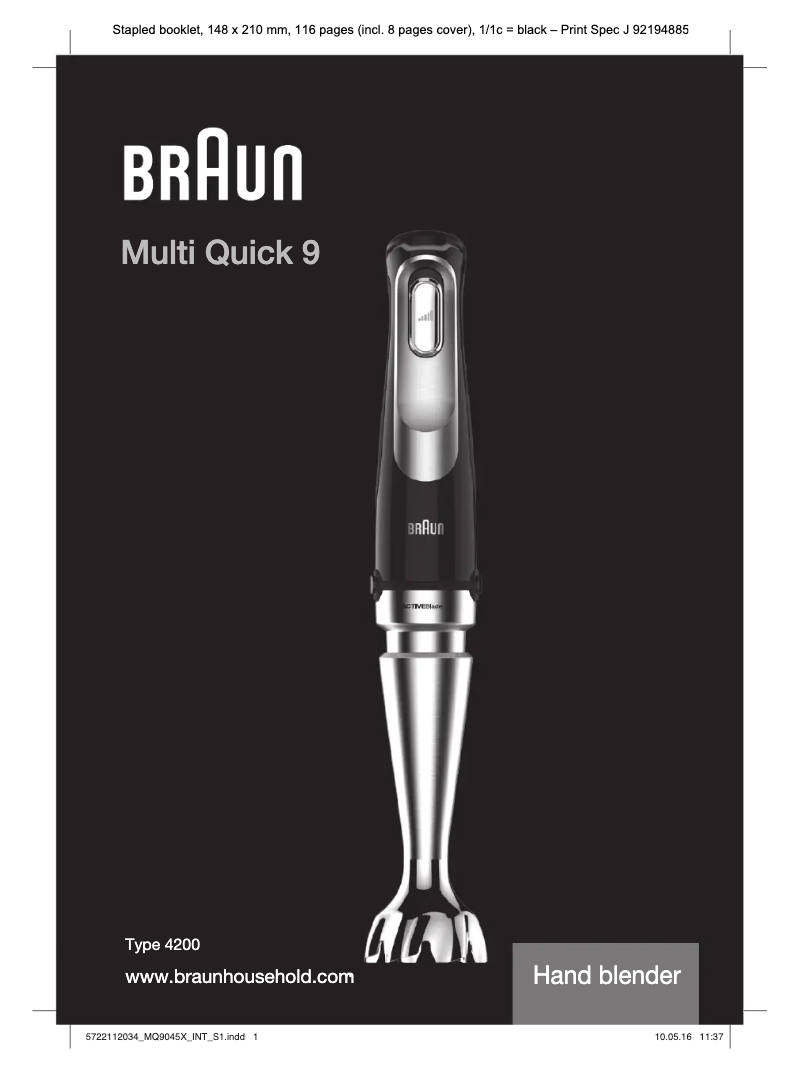 Page n°1 - Manuel utilisateur Braun Multiquick 9 MQ 9037X
