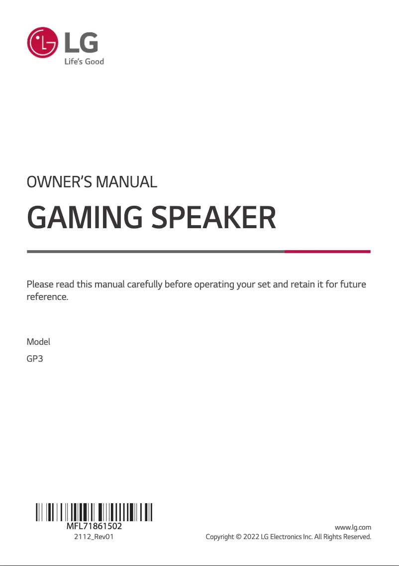 Página 1 del manual Manual de usuario LG GP3