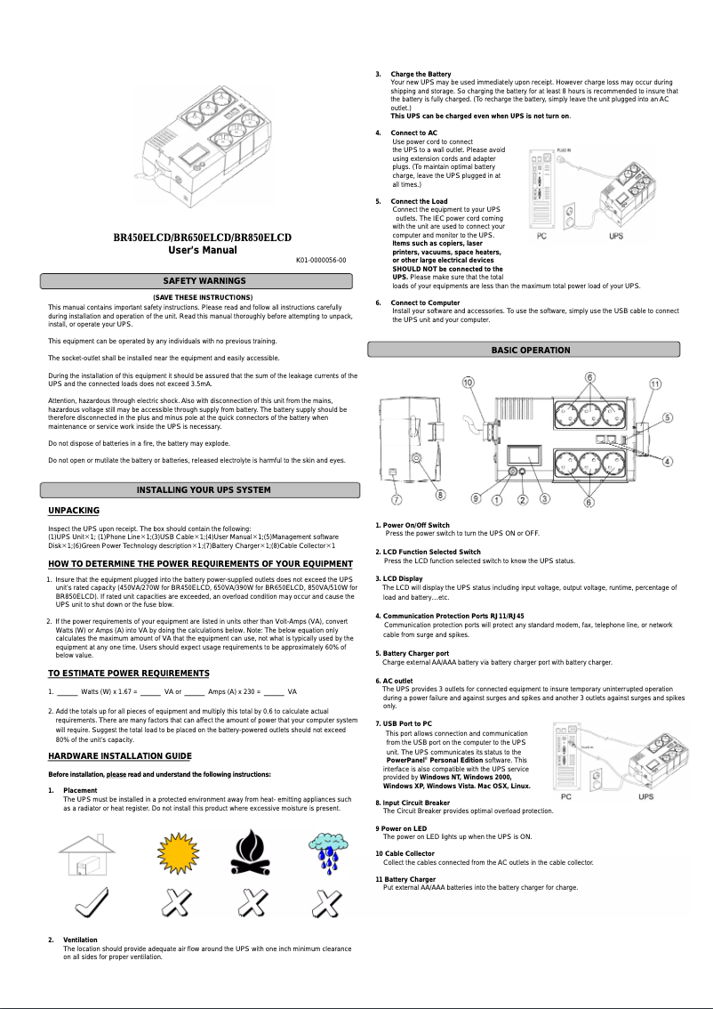 Page n°1 - Manuel utilisateur CyberPower BR450ELCD