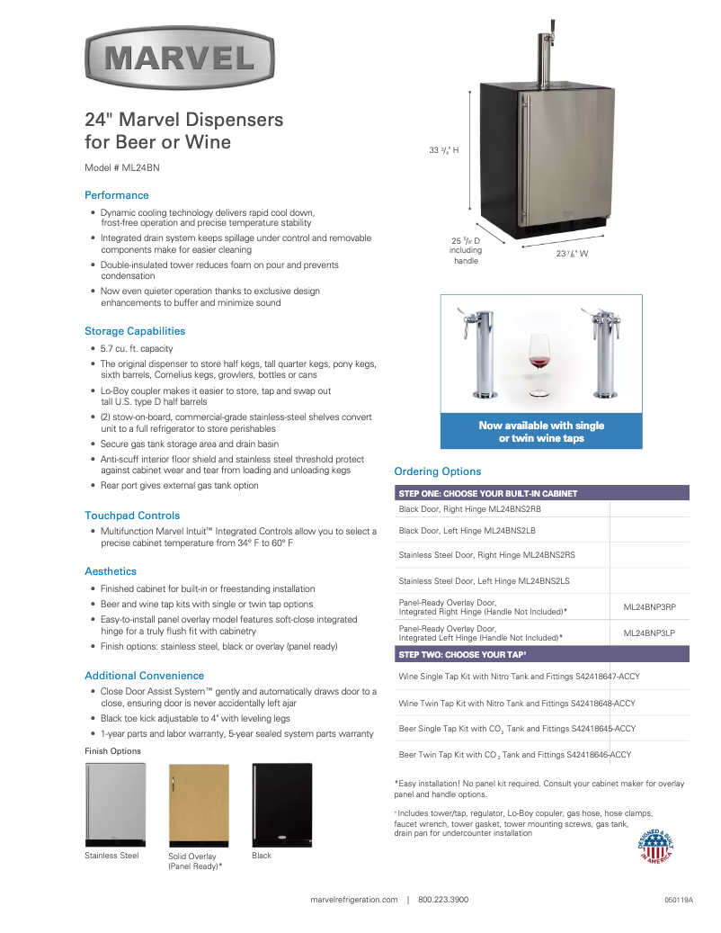 Page 1 de la notice Fiche technique Marvel ML24BNP3LP