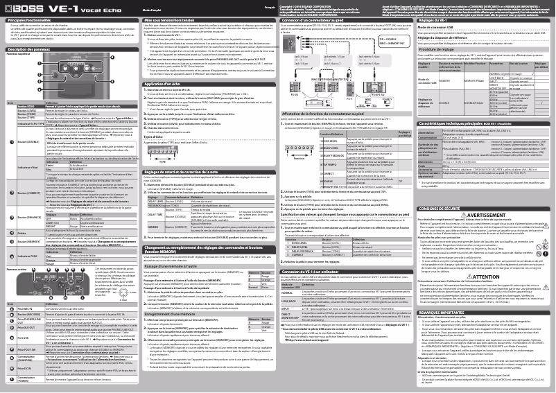 Image de la première page du manuel de l'appareil VE-1