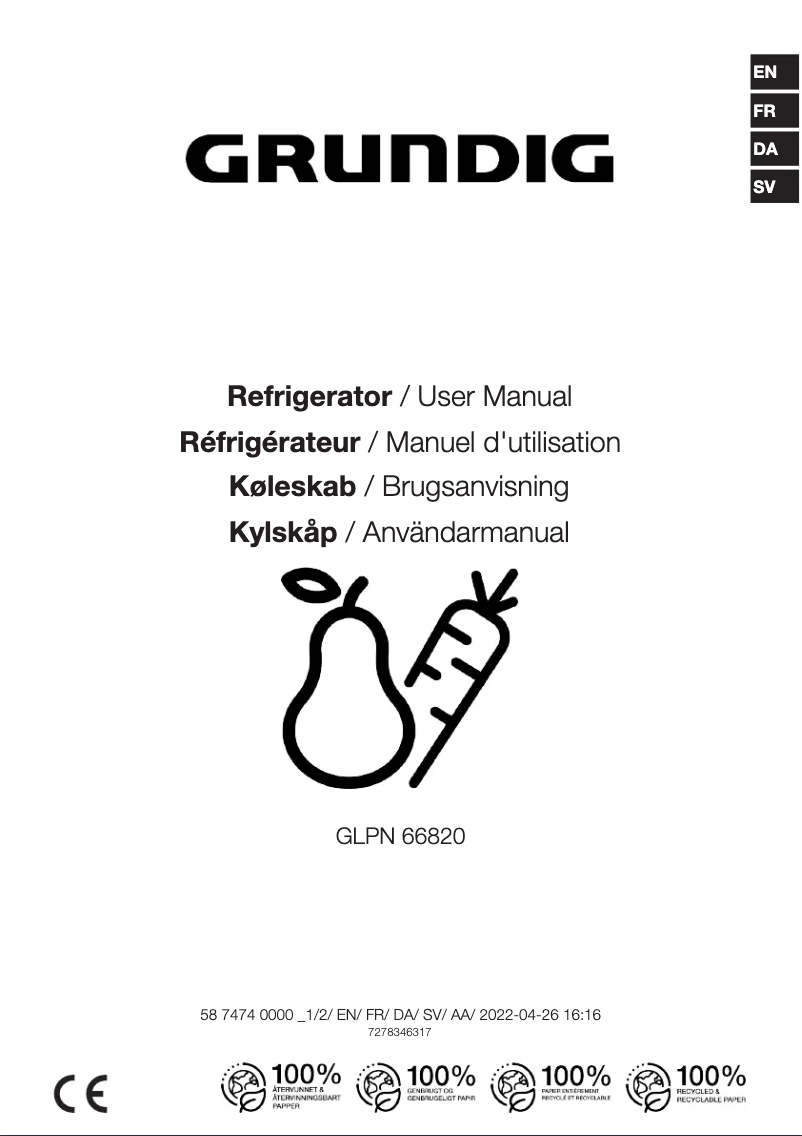 Page n°1 - Manuel utilisateur Grundig GLPN 66820 X