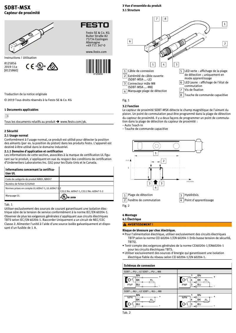 Page 1 de la notice Manuel utilisateur Festo SDBT-MSX-1L-PU-E-5-N-LE