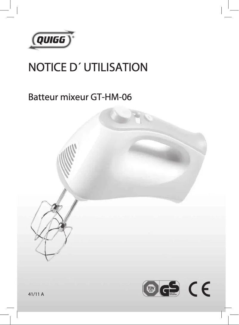 Page 1 de la notice Manuel utilisateur Quigg GT-HM-06