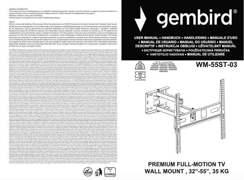 Page 1 de la notice Manuel utilisateur Gembird WM-55ST-03