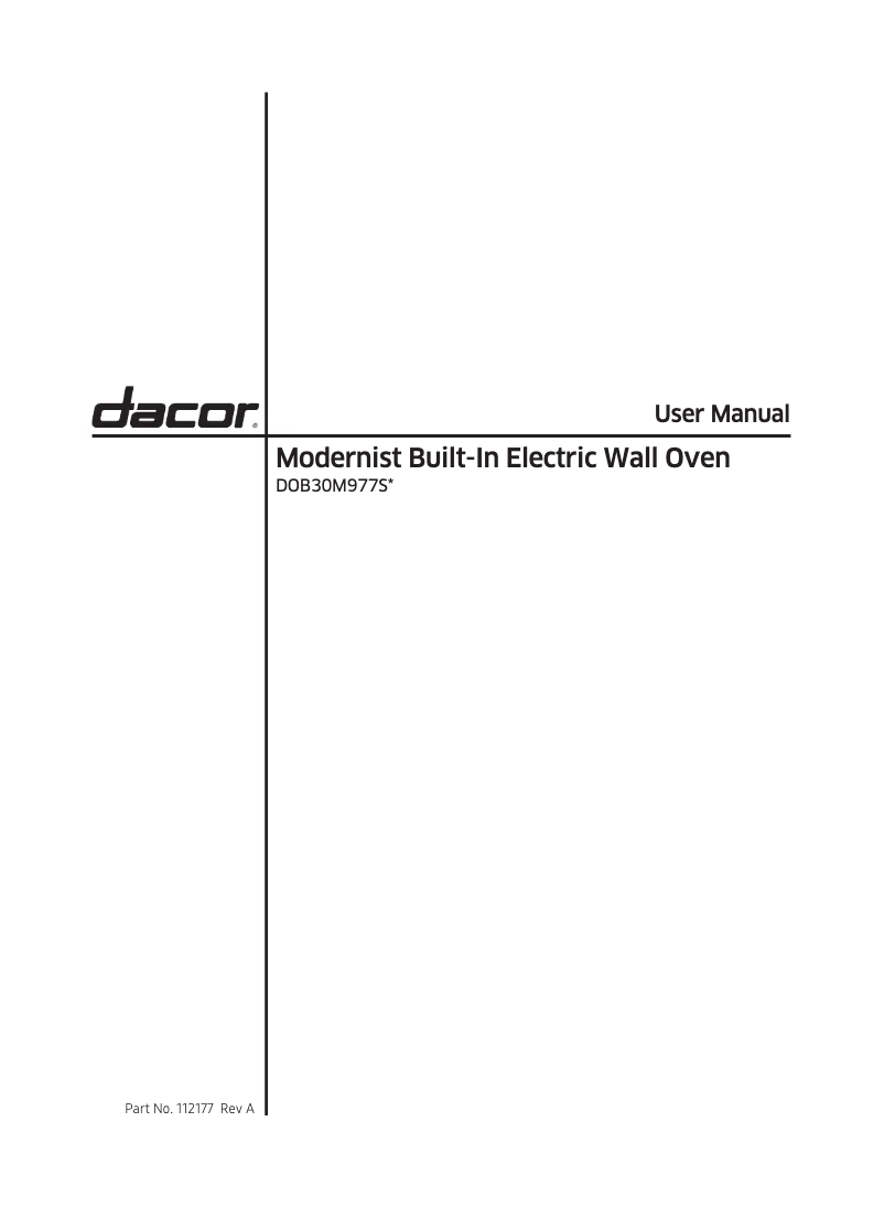 Page n°1 - Manuel utilisateur Dacor Modernist DOB30M977DS