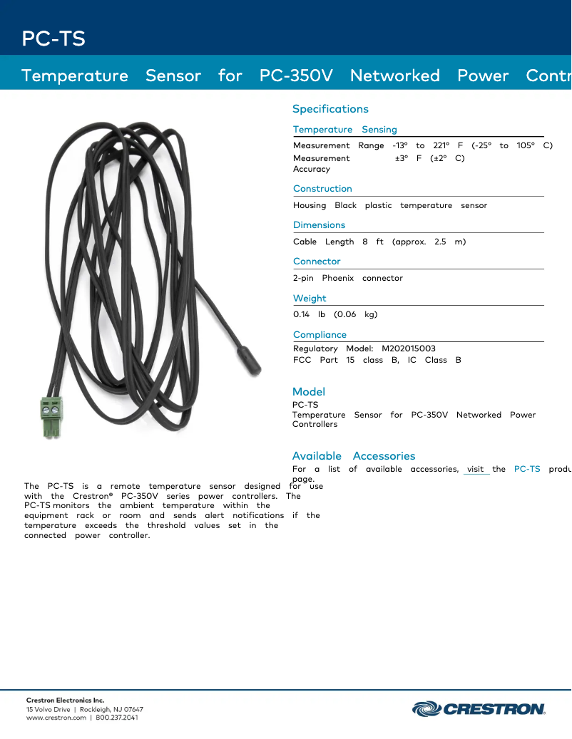 Página 1 del manual Ficha técnica Crestron PC-TS