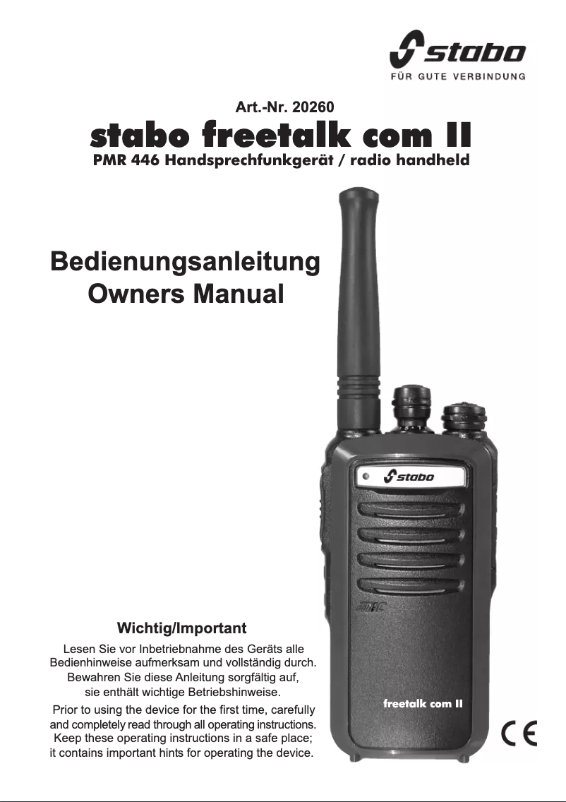 Image de la première page du manuel de l'appareil Freetalk Com II PMR-446