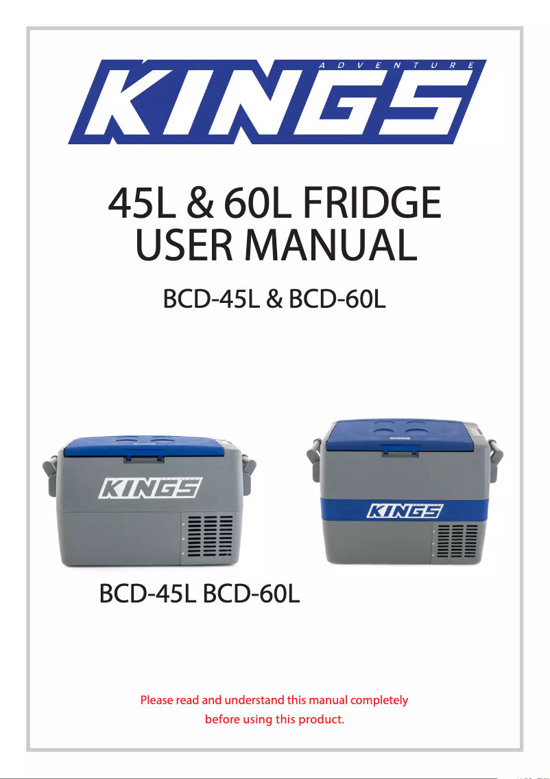 Page 1 de la notice Manuel utilisateur Adventure Kings BCD-60L