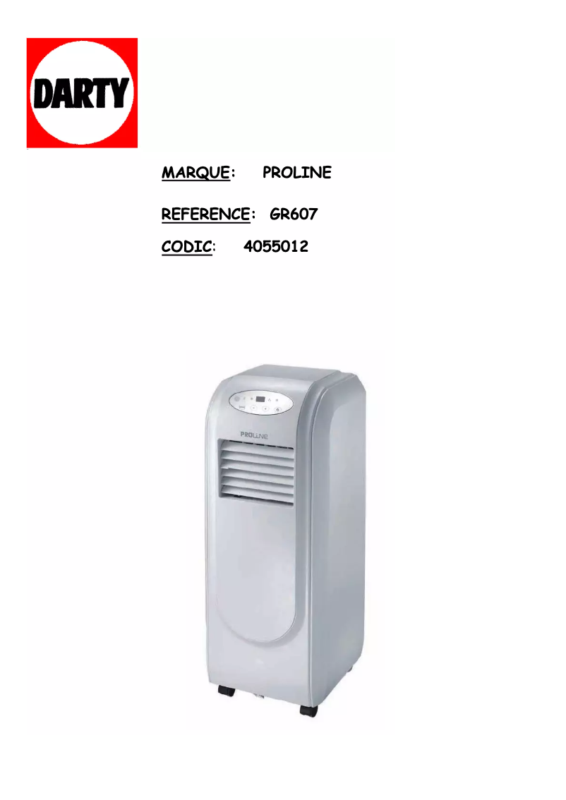 Page 1 de la notice Manuel utilisateur Proline GR607