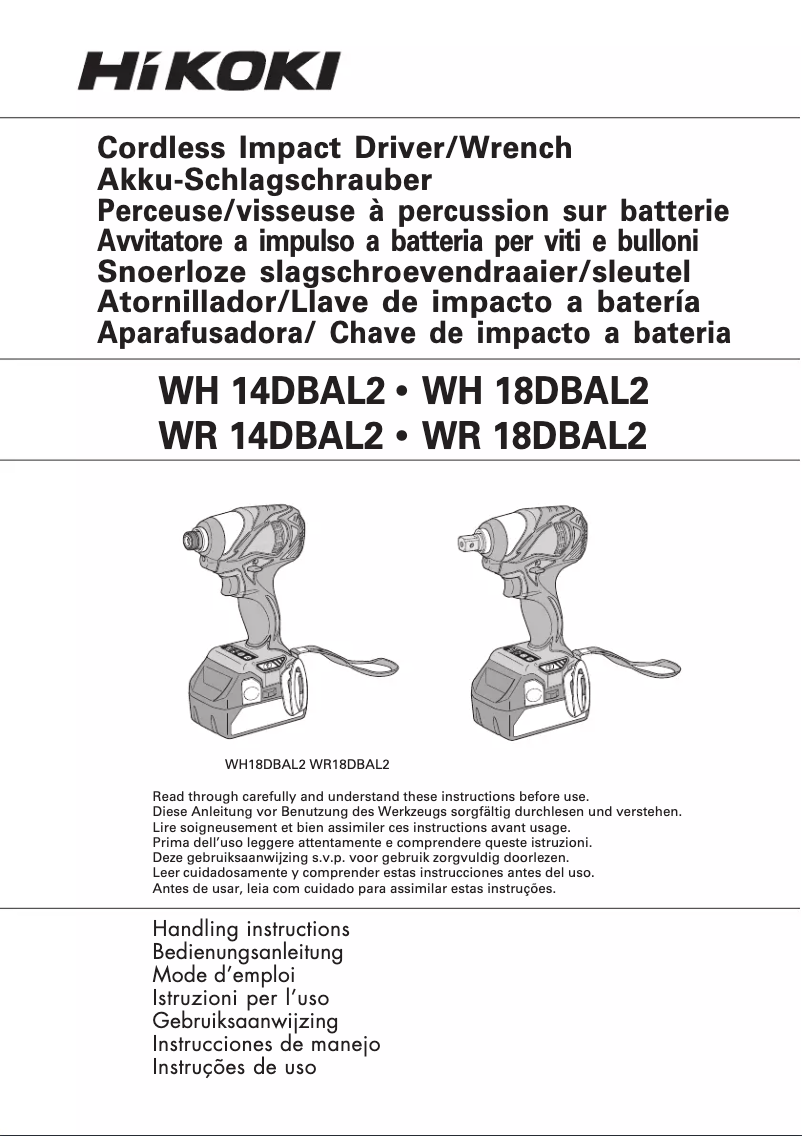Page 1 de la notice Manuel utilisateur HiKOKI WH14DBAL2