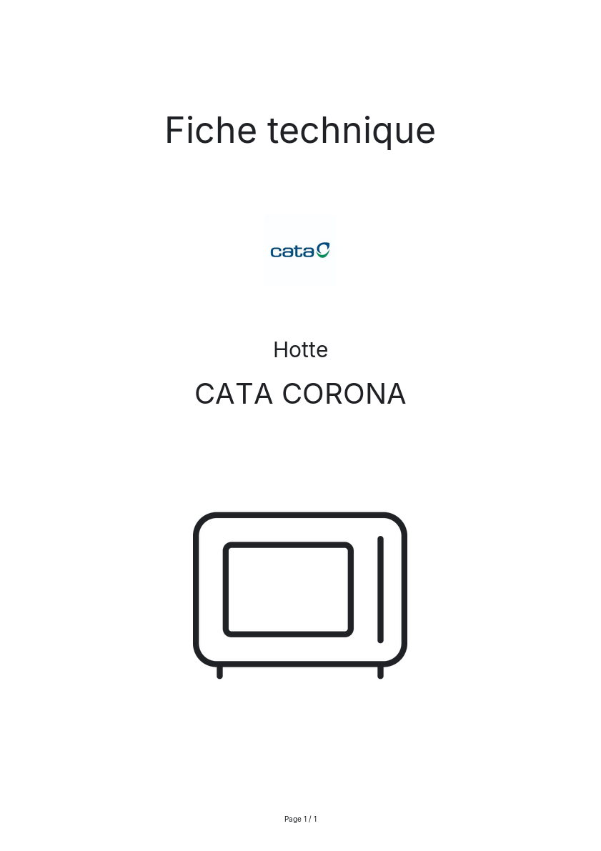 Page n°1 - Fiche technique CATA CORONA