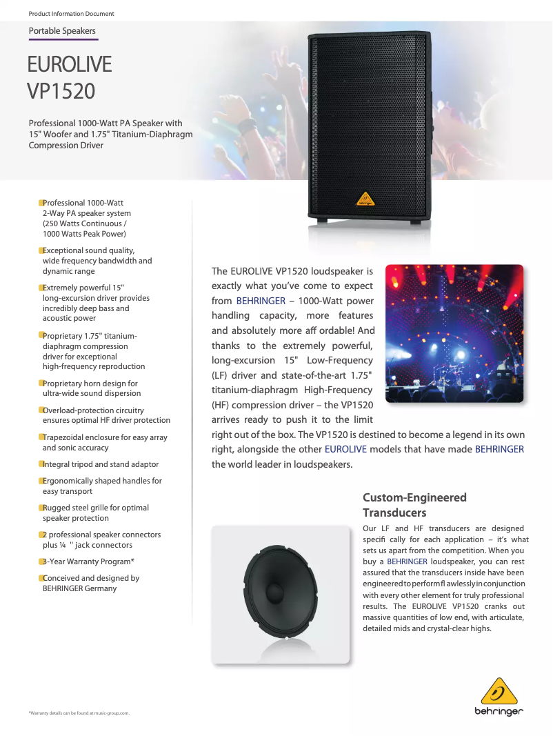 Image de la première page du manuel de l'appareil VP1520