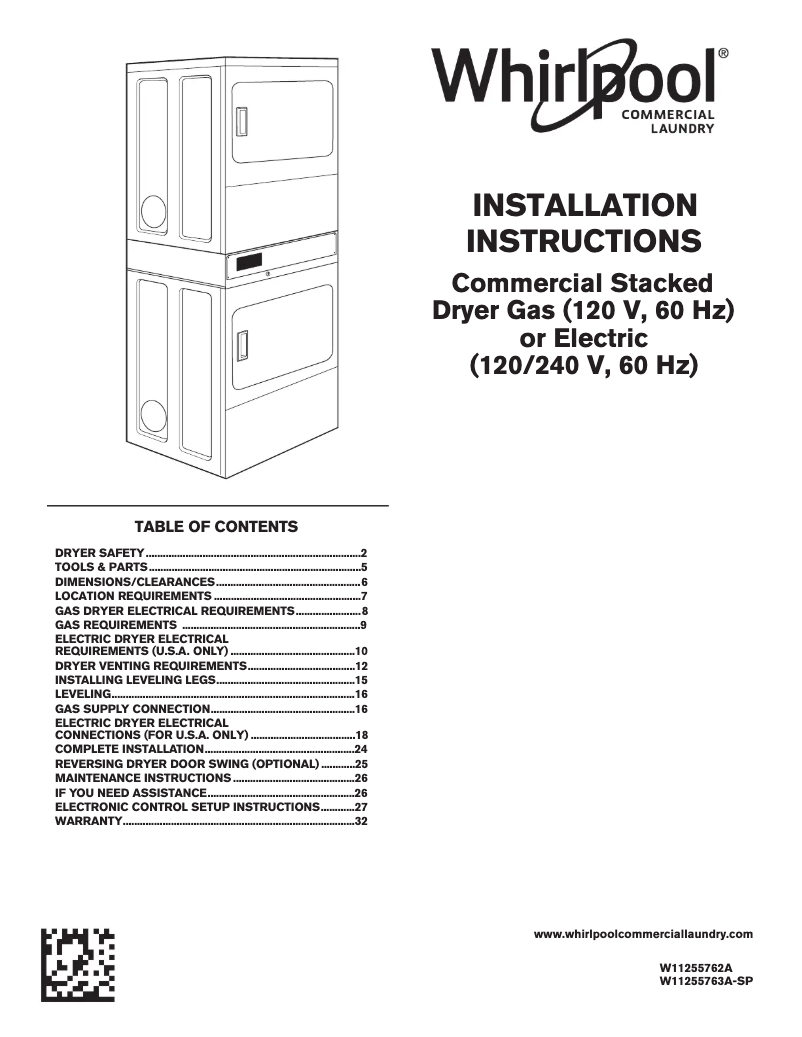 Page n°1 - Guide d'installation Whirlpool CSP2940HQ