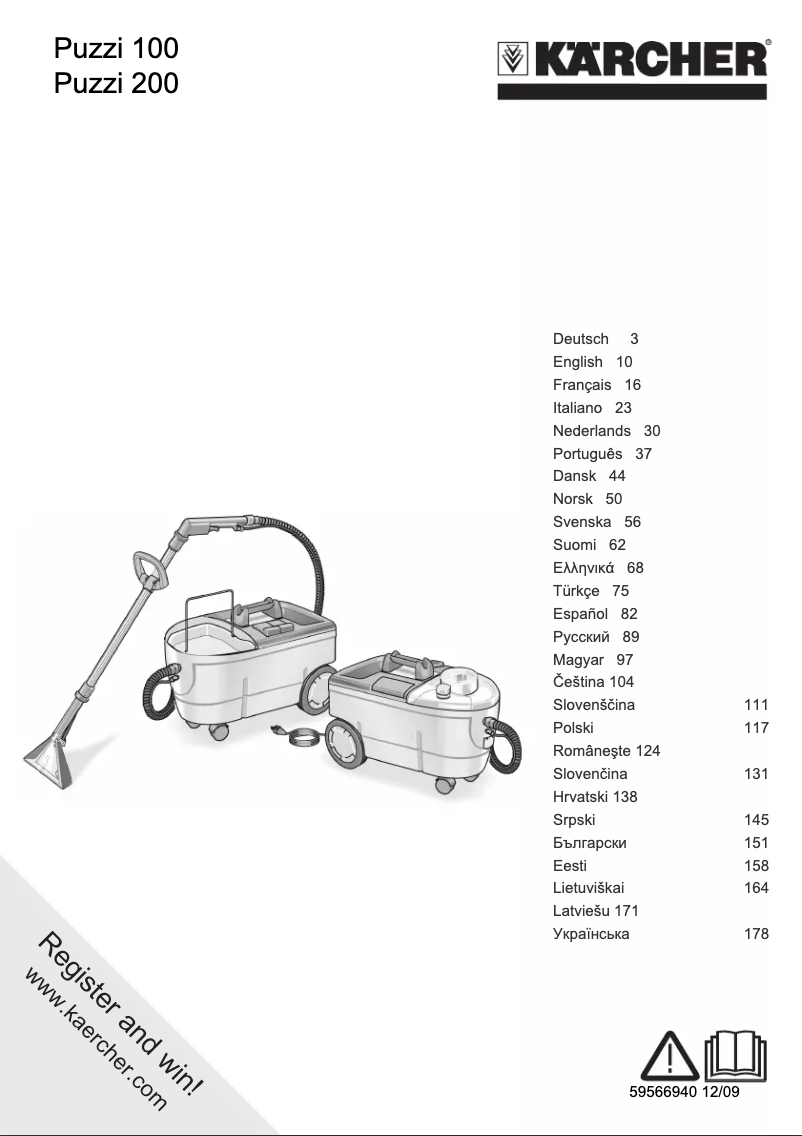 Page 1 de la notice Manuel utilisateur Kärcher Puzzi 200