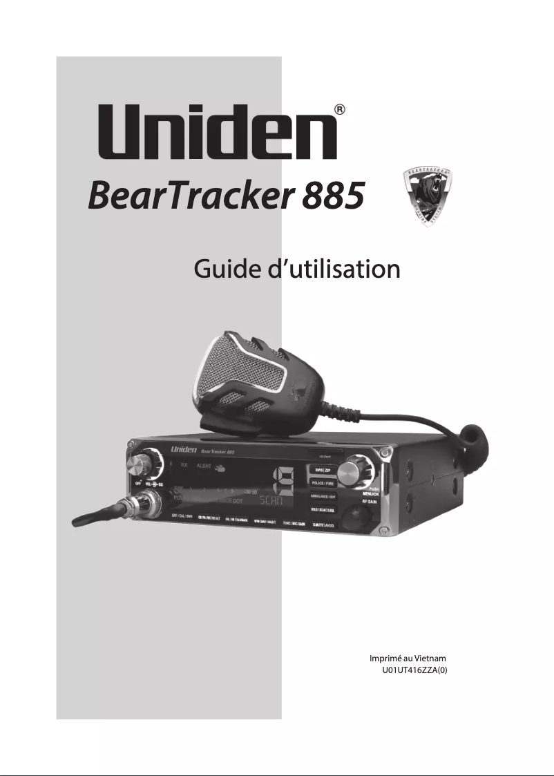 Page 1 de la notice Manuel utilisateur Uniden BearTracker 885