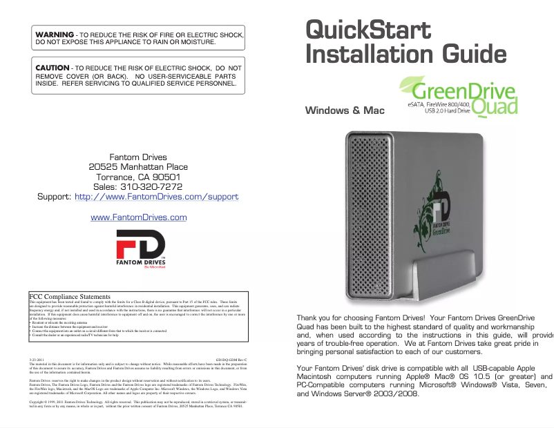 Page 1 de la notice Manuel utilisateur Micronet Fantom GreenDrive Quad